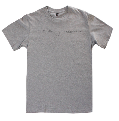 Unisex Smile California Organic Cotton Tee in Gray