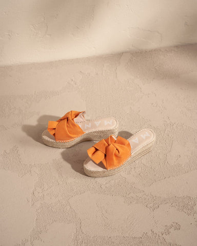 Soft Suede Sandals with Knot - Hamptons Sunset Orange by Manebi