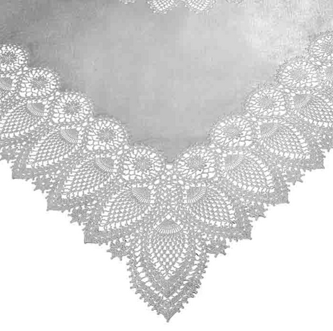 Vinyl Rectangle Lace Table Cloth in Silver By Fiorira Un Giardino