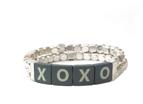 XOXO Tile Bracelet in Gold or Silver by Marlyn Schiff