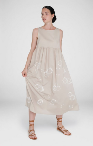 Abito Beige Floral Dress by YC Milano