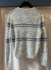 Grey & Blue Stripe V Neck Sweater By TONET