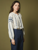 Helsee Embroidered Top in White with Blue Embroidery by Hartford Paris