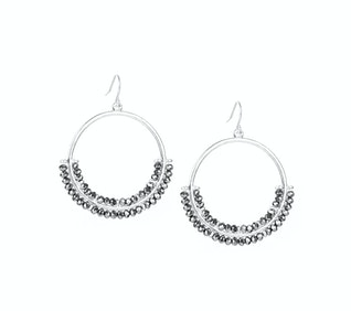 Beaded Open Circle Earring in Silver by Marlyn Schiff
