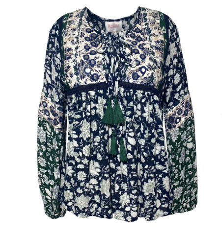 Zoe Top in Navy and Green by Miss June