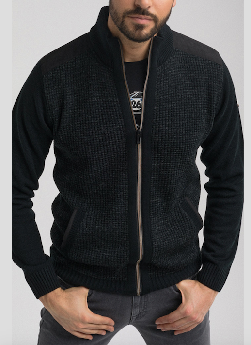 Faringer Zip Sweater in Black by Benson & Cherry