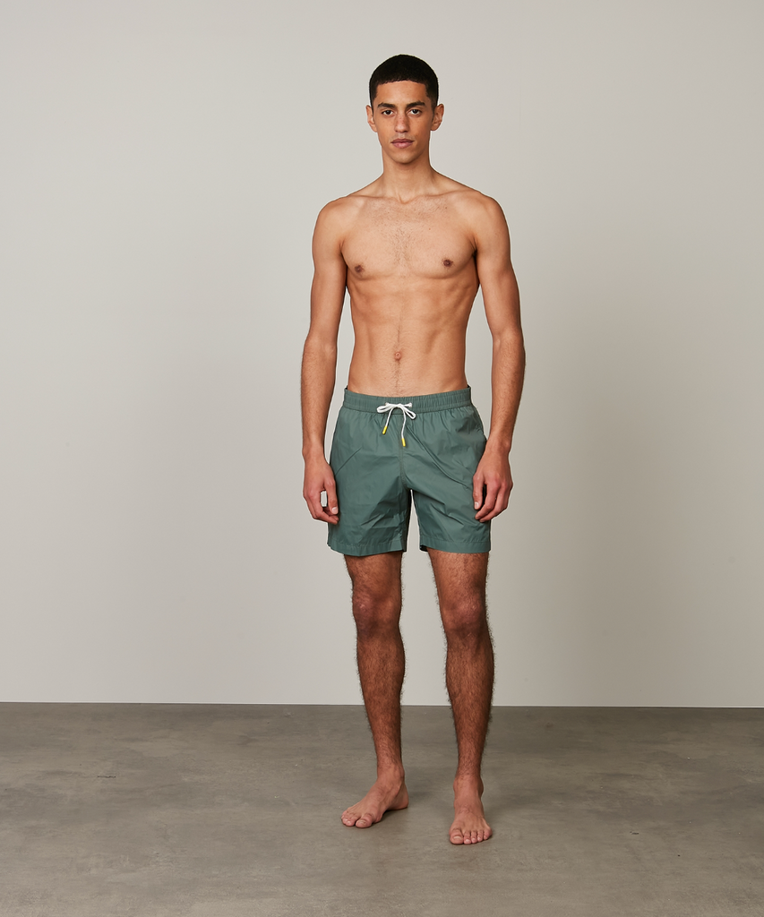 Long Swim Shorts in Military Green by Hartford Paris