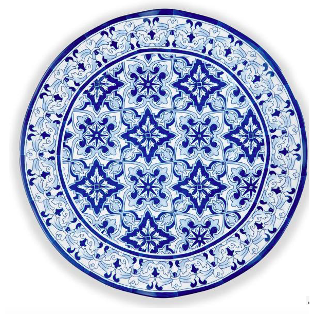 Talavera Azul Round Blue Serving Platter by QSquared - The Perfect Provenance