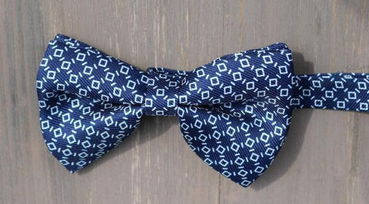 Navy Pattern Silk Bowtie by Marzullo - The Perfect Provenance