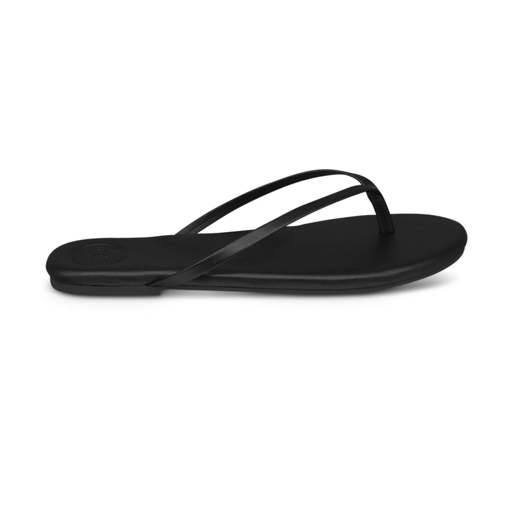 V-Shaped Black Flip Flop Diamond Stitched Blocked Heel Slider Slipper