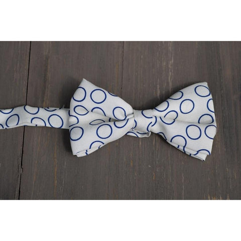 White With Blue Circles Silk Bowties by Marzullo - The Perfect Provenance