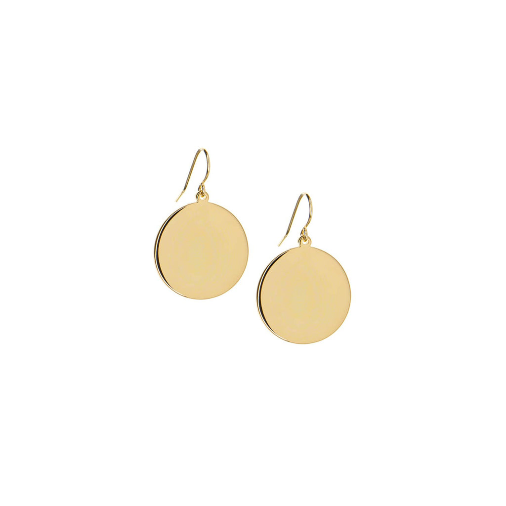 Round Disc Earrings in Gold by Marlyn Schiff