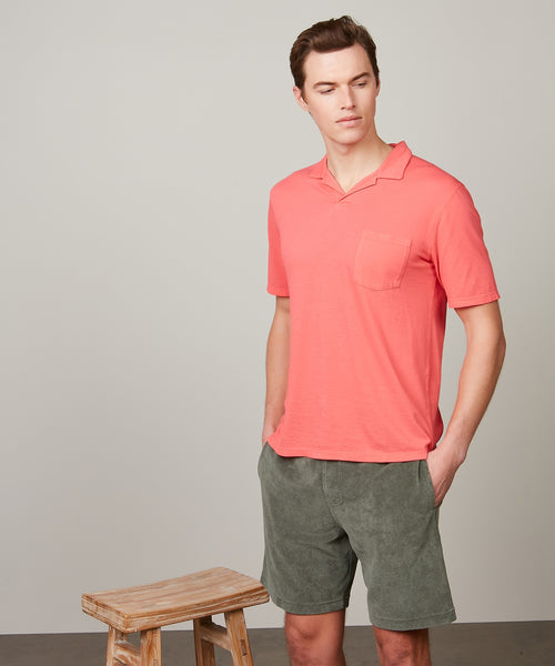 Pique Knitted Polo in Faded Red/Orange by Hartford Paris