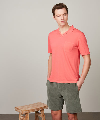 Pique Knitted Polo in Faded Red/Orange by Hartford Paris