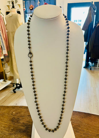 Beaded Natural Stone Necklace in Bronze by Marlyn Schiff