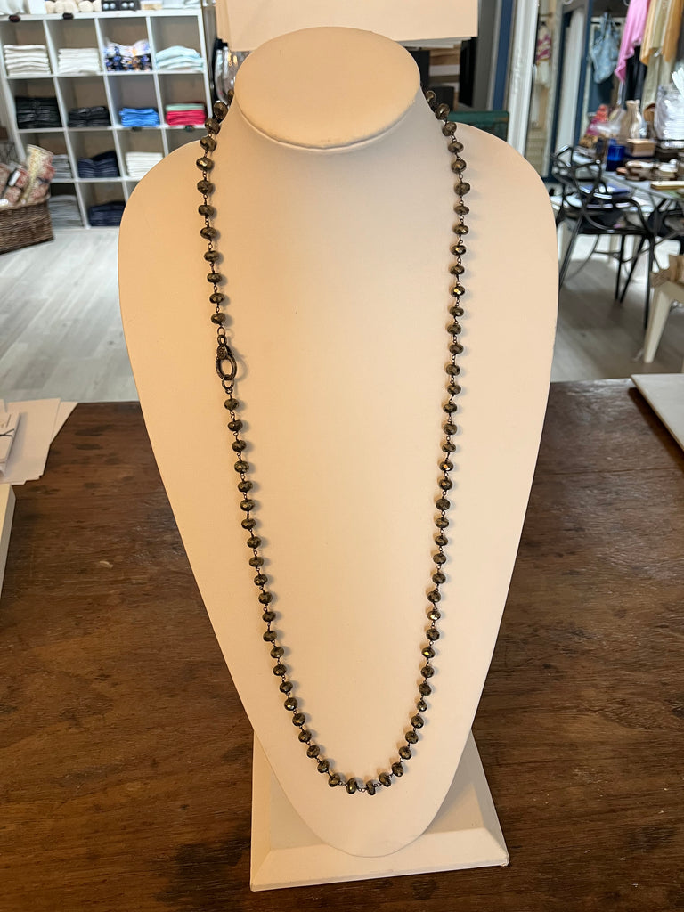 Beaded Natural Stone Necklace in Grey by Marlyn Schiff