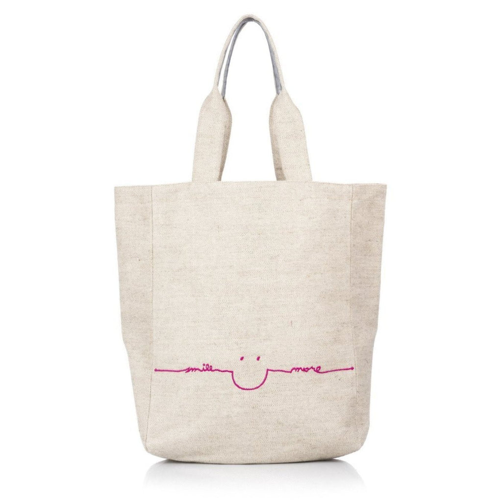 Smile More Tote Bag in Pink or Blue - The Perfect Provenance