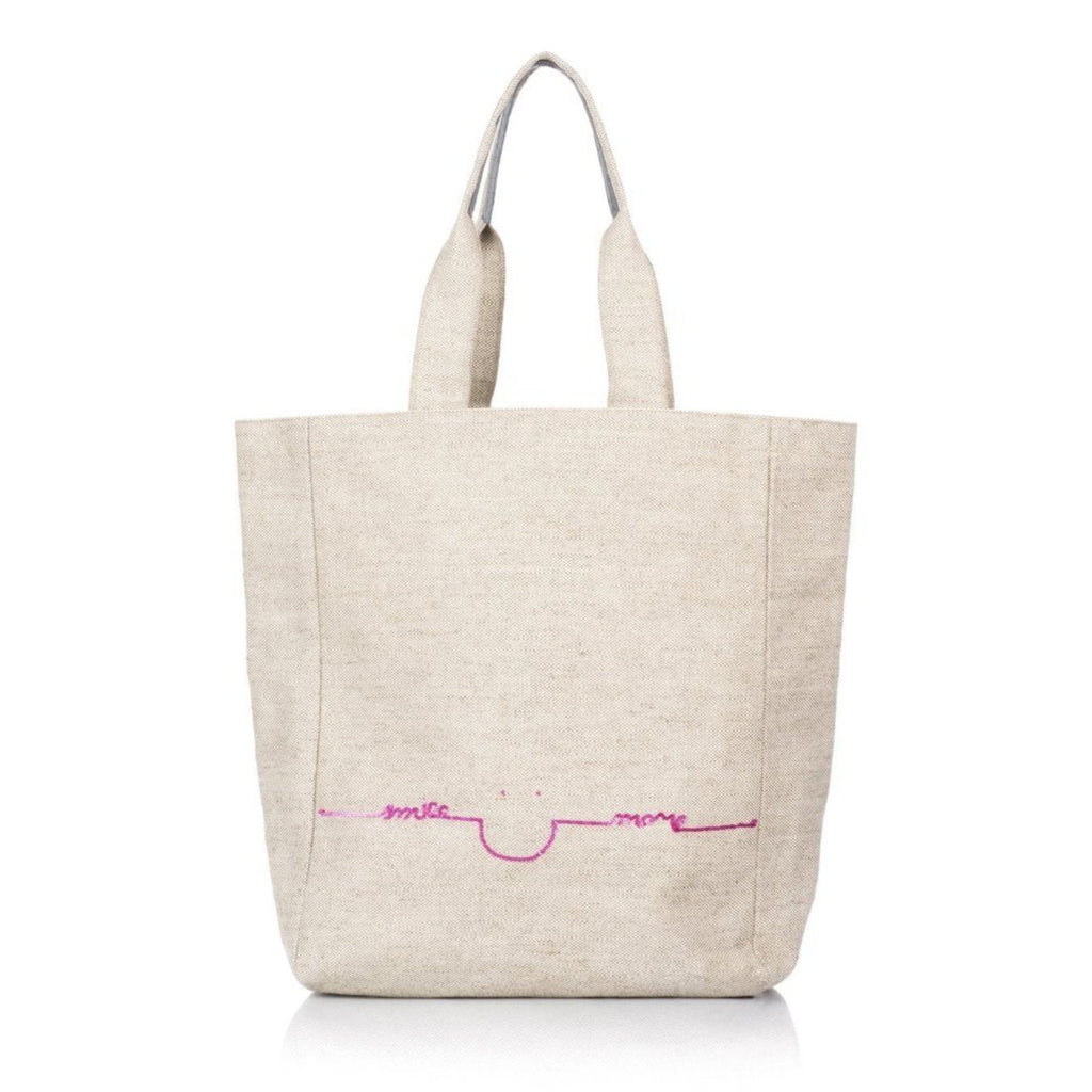 Smile More Tote Bag in Pink or Blue - The Perfect Provenance