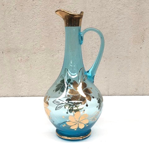 Vintage Blue Glass Pitchers by All'Orgine