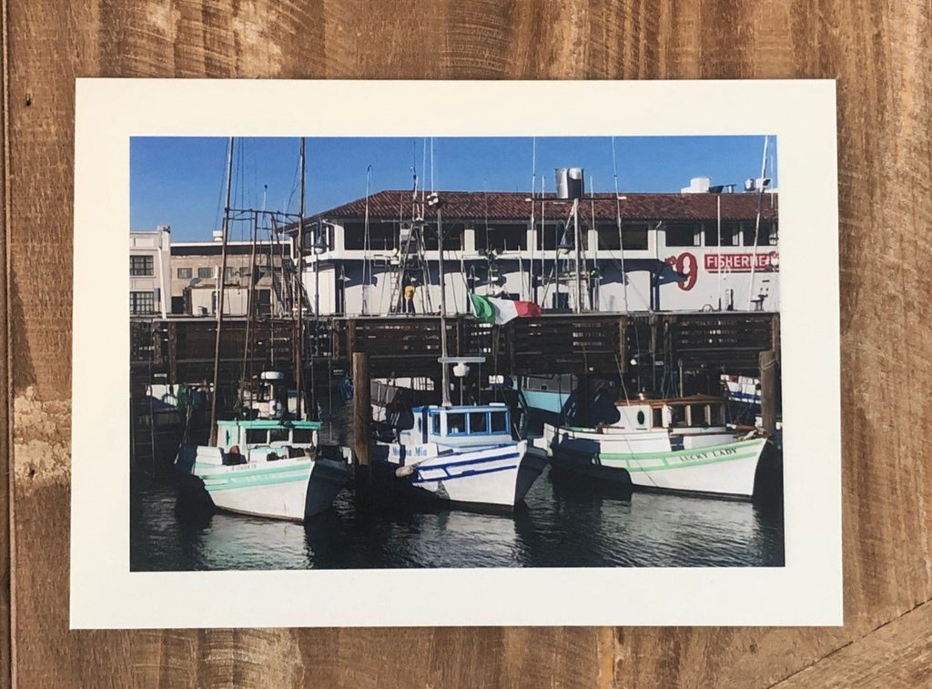 Wharf Boats in California Blank Greeting Card by Lisa Dirito