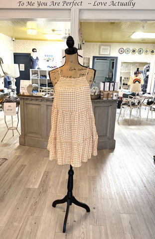 Caleb Gingham Dress in Mustard and Ivory by By Together