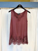 Lace Silk Camisole in Burgundy by Repeat Cashmere