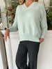 Italian Cashmere V-Neck in Sherbert Green by The Perfect Provenance Luxury Cashmere Collection