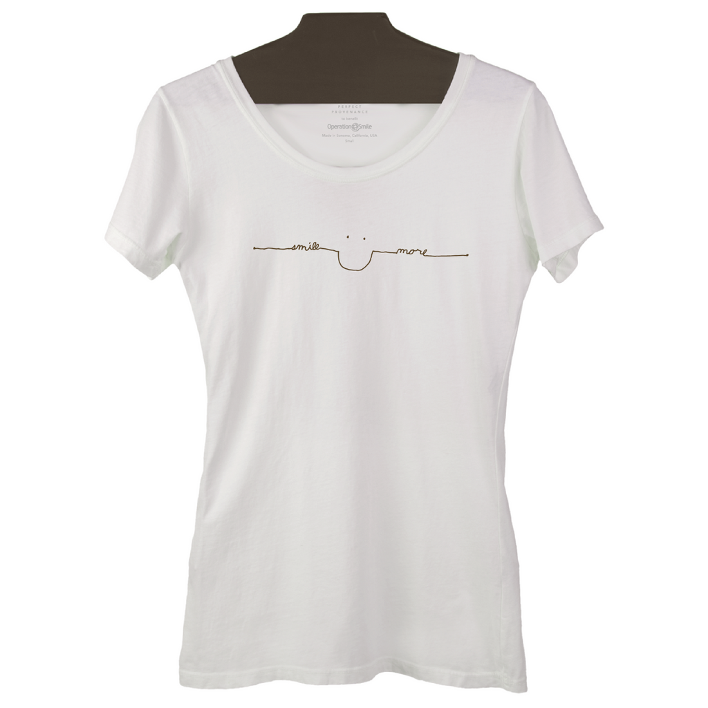 Women's Smile More Organic Cotton Tees in Licorice or Marshmellow - The Perfect Provenance